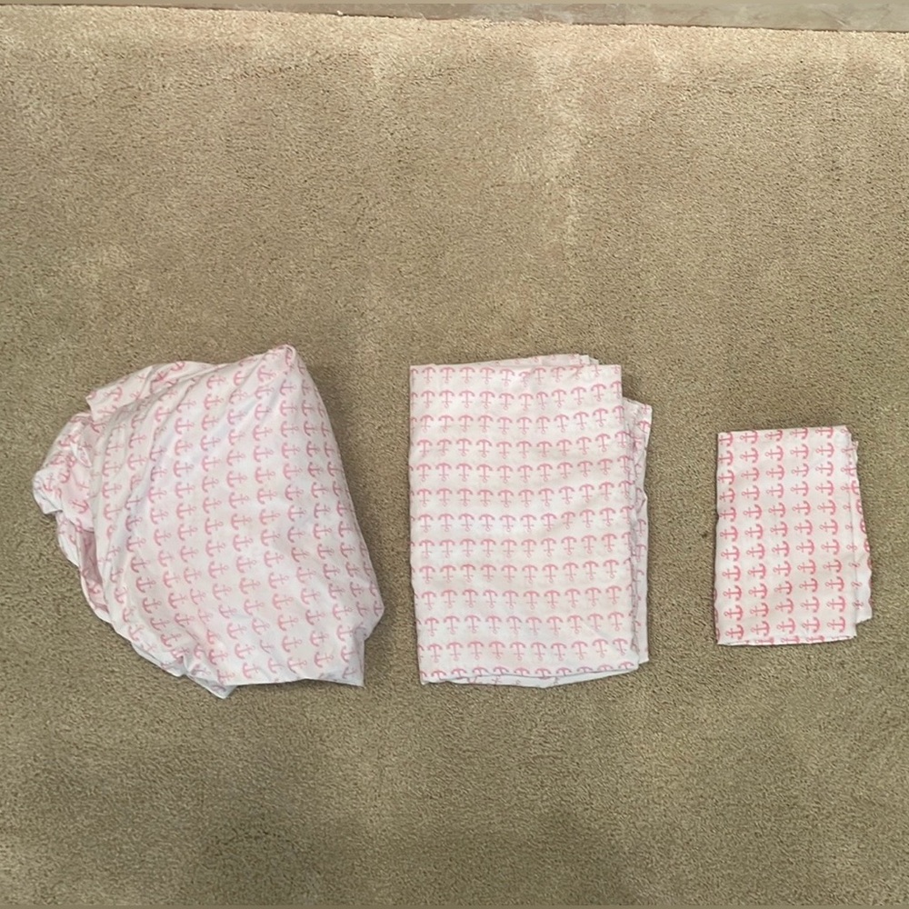 Kids Nicole Miller twin sheet set, pink white anchors